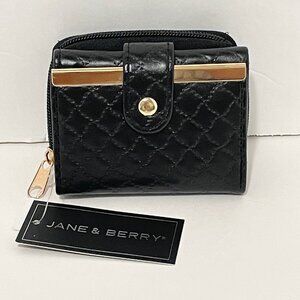 Jane & Berry Black Quilted Wallet NWT